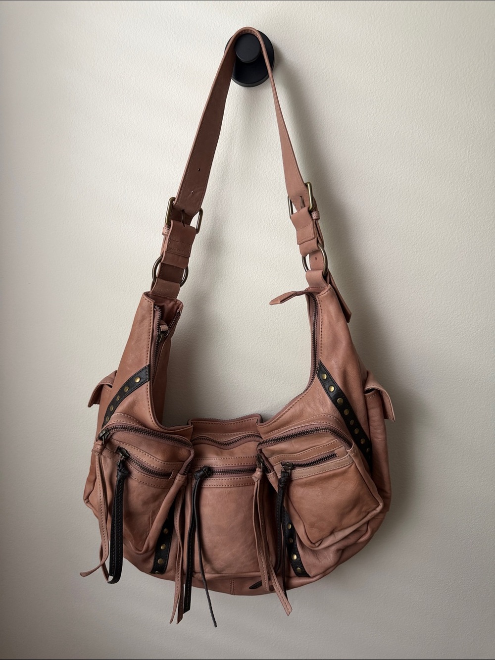 Free People Cognac Leather Multi-Pocket Shoulder Bag - Picture 5 of 5